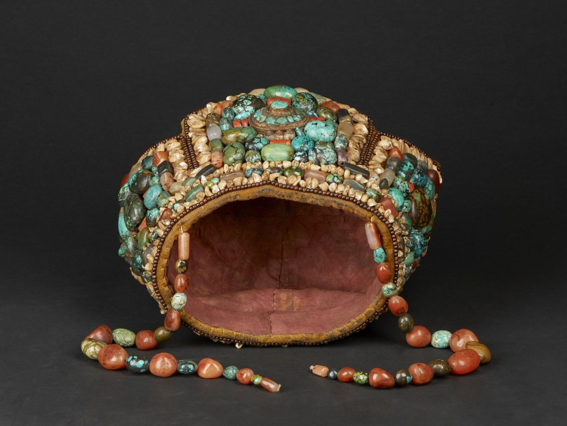Arte Himalayana A crown shaped headgear with coral and turquoise beadsLadakh, 19th century . - Image 8 of 9