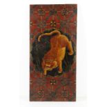 Arte Himalayana A lacquered panel painted with roaring tigerTibet, 19th century.