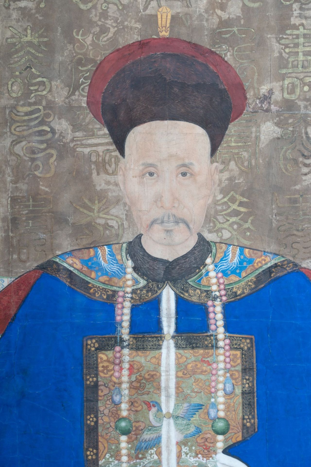 Arte Cinese A large very fine painting portraying an officer China, Qing dynasty, 18th century . - Image 3 of 7
