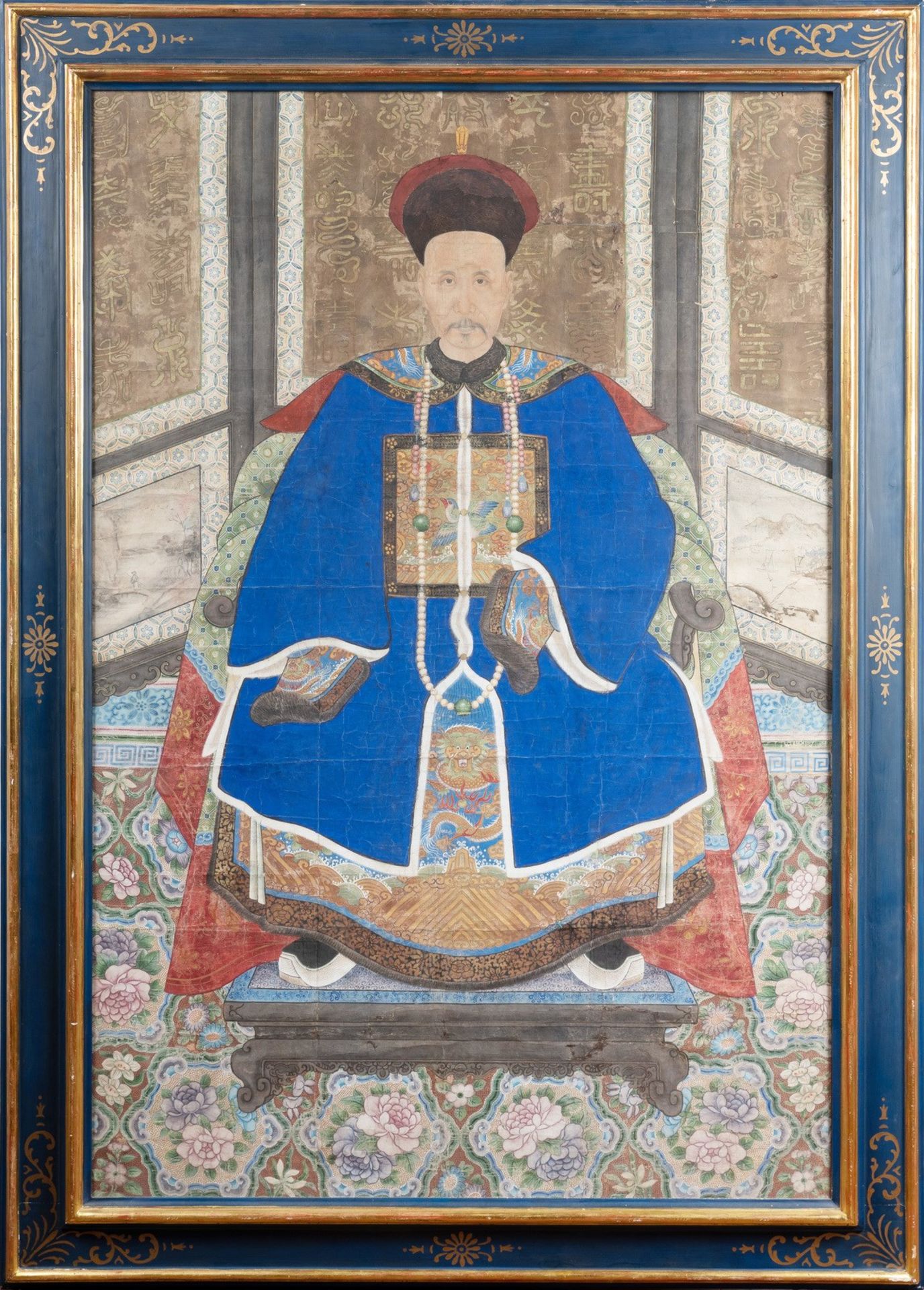 Arte Cinese A large very fine painting portraying an officer China, Qing dynasty, 18th century .