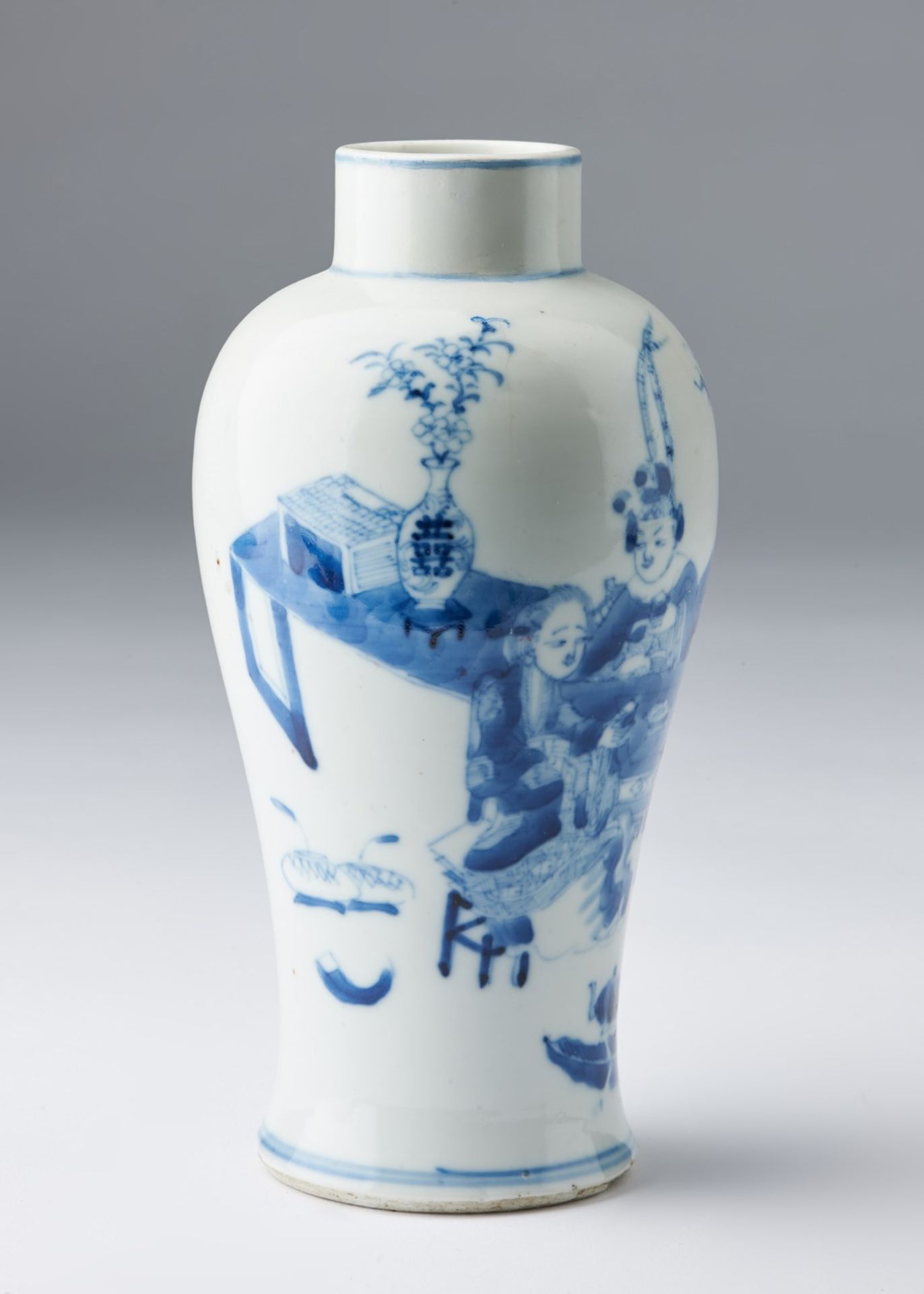 Arte Cinese A blue and white porcelain vase painted with children at leisure and bearing a four cha - Image 2 of 4