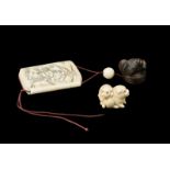 ARTE GIAPPONESE Lot composed of: Inro, Ojime and an ivory netsuke Japan, 19th century .