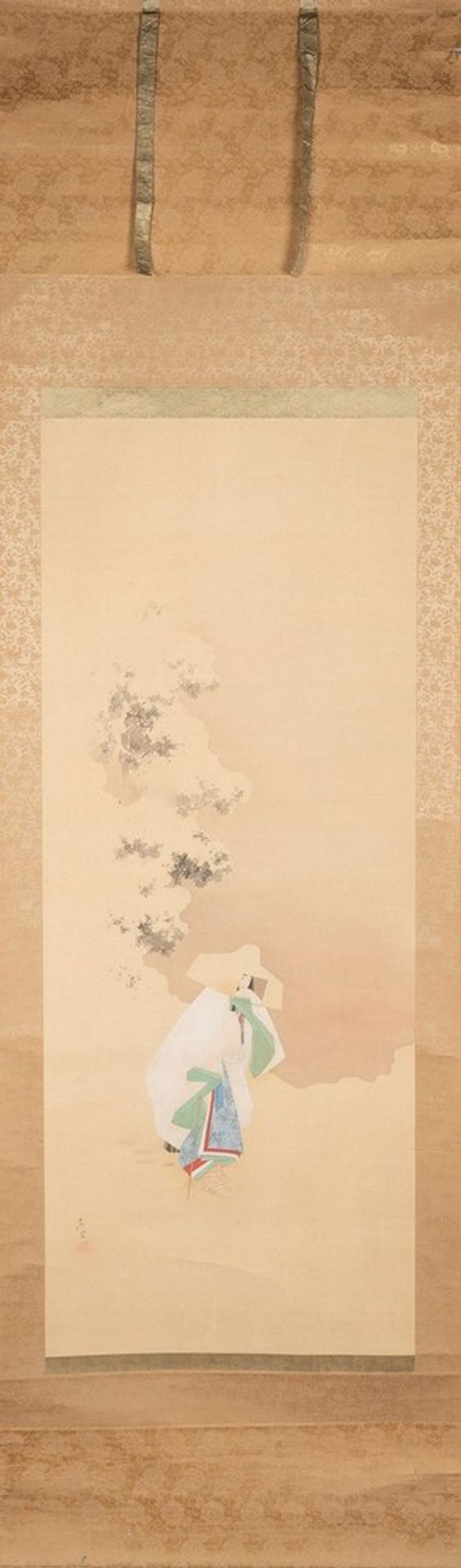 ARTE GIAPPONESE Scroll depicting Bijin and the snow Japan, 19th century Ink and colour on silk .