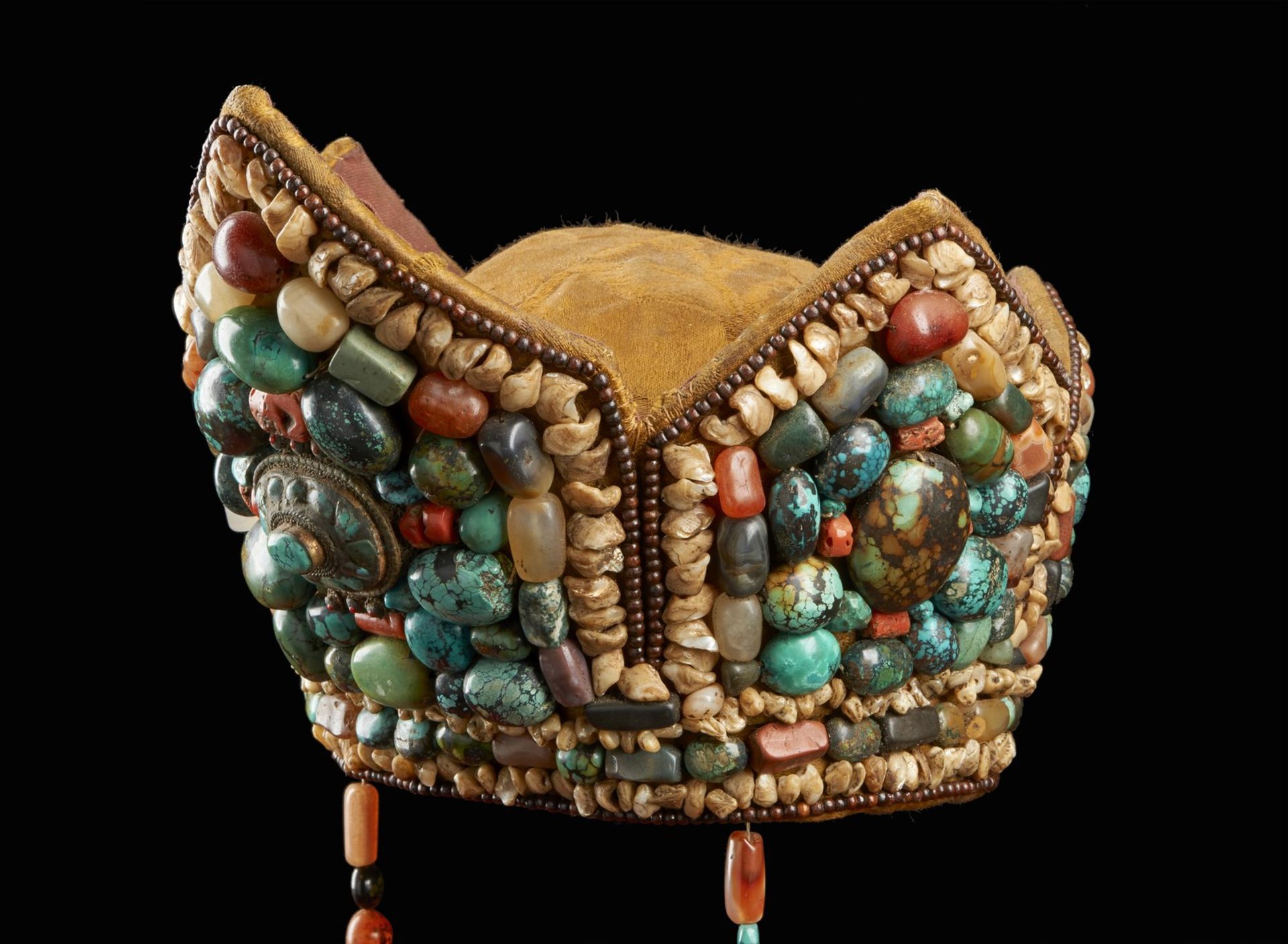 Arte Himalayana A crown shaped headgear with coral and turquoise beadsLadakh, 19th century . - Image 6 of 9