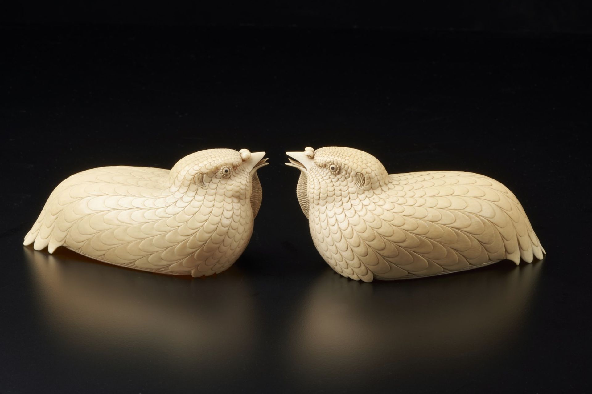 Arte Cinese A pair of ivory quails China, Qing dynasty, 18th century . - Image 4 of 6