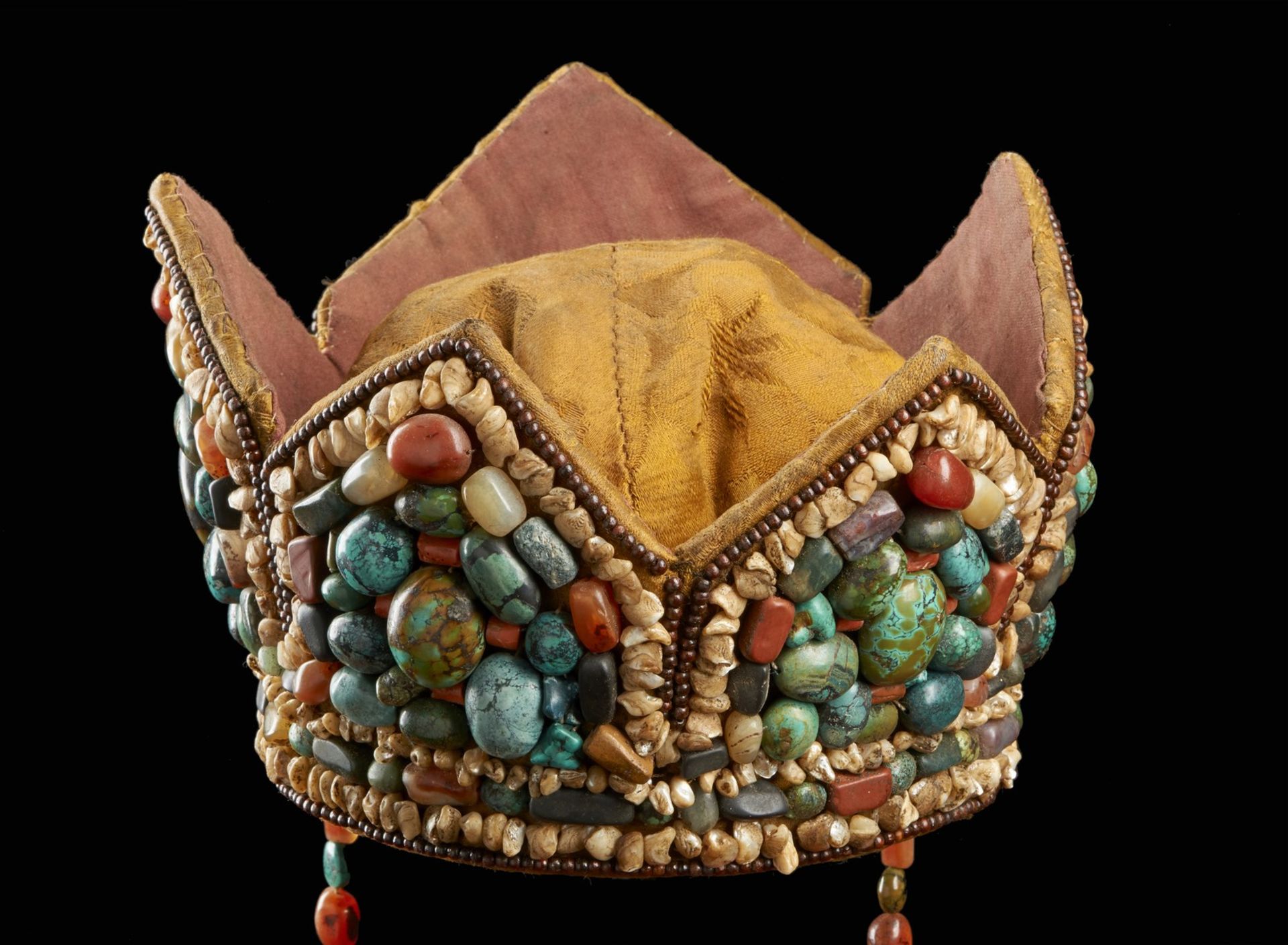 Arte Himalayana A crown shaped headgear with coral and turquoise beadsLadakh, 19th century . - Image 7 of 9