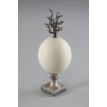 Naturalia A metal mounted ostrich egg Italy, 20th century .