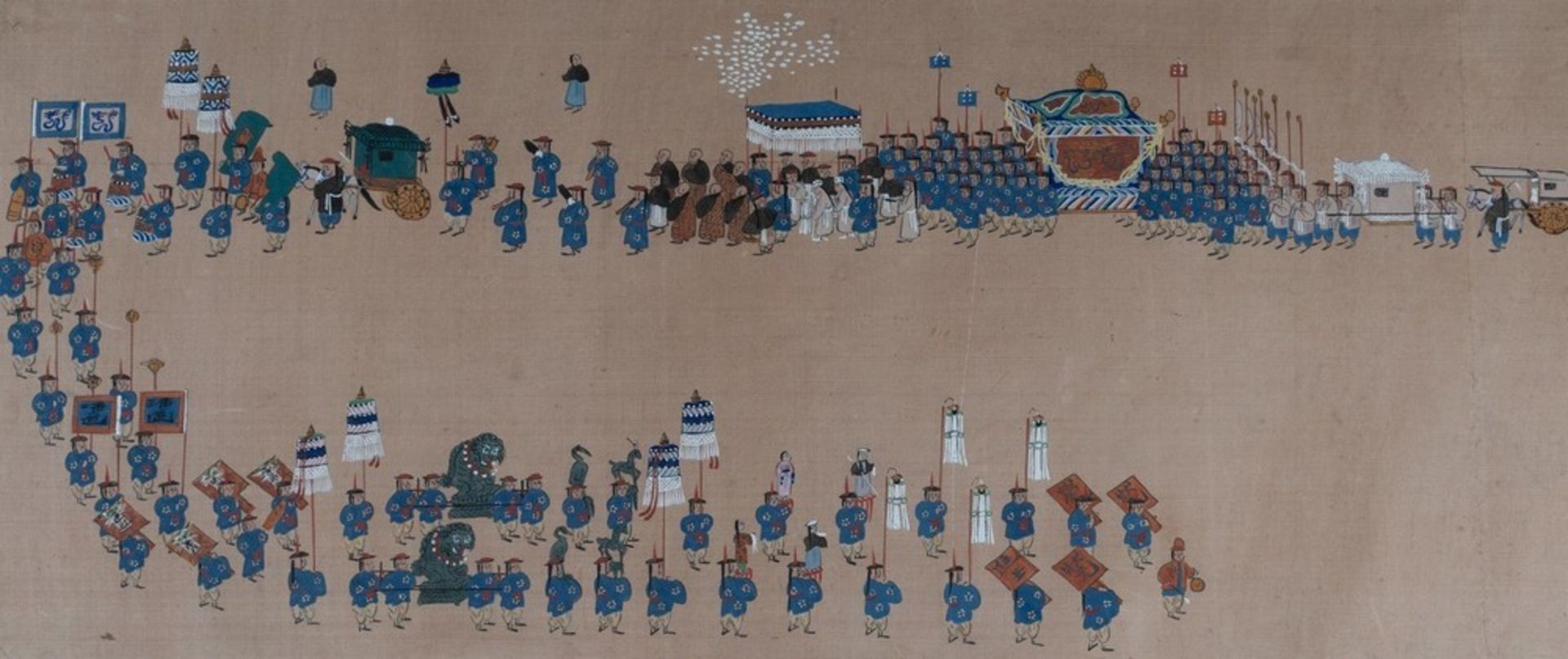 . A pair of paintings on silk depicting royal parades Korea, 19th century . - Image 2 of 6