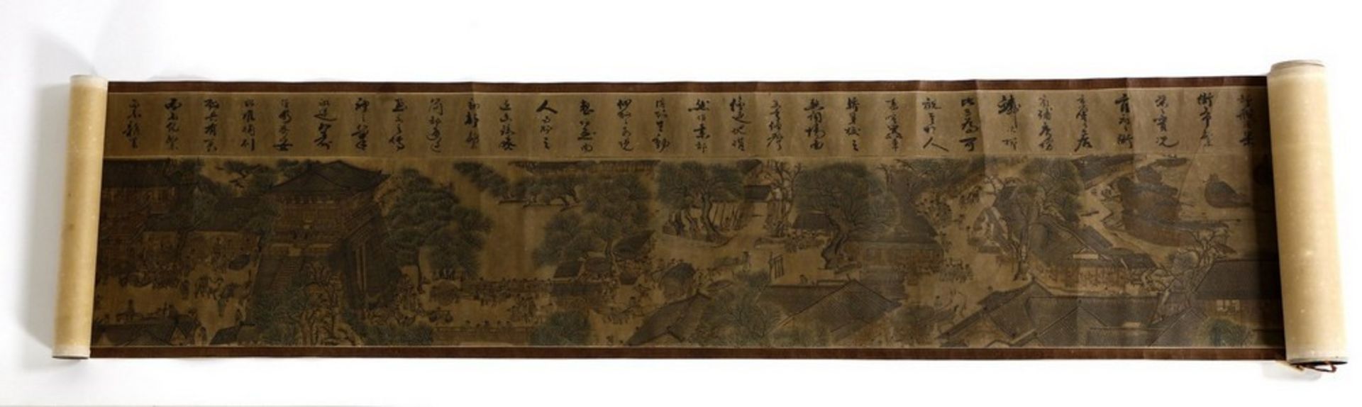 Arte Cinese A very long scroll on paper with a copy of Zhang Zeduan famous painting China, 20th cen - Image 6 of 11