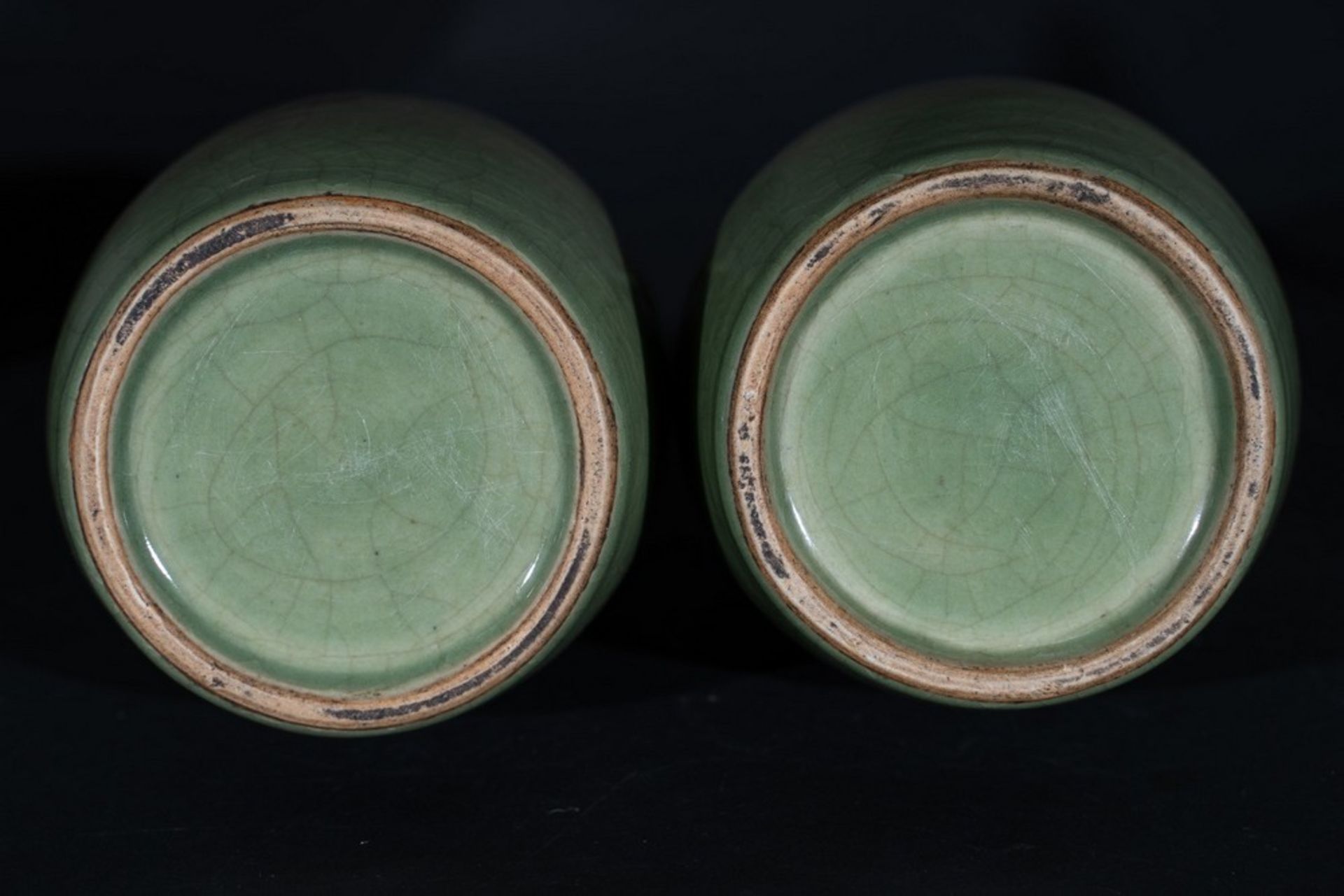 Arte Cinese A pair of celadon glazed pottery vases with zoomorphic handles China, Qing dynasty, 19t - Image 4 of 4