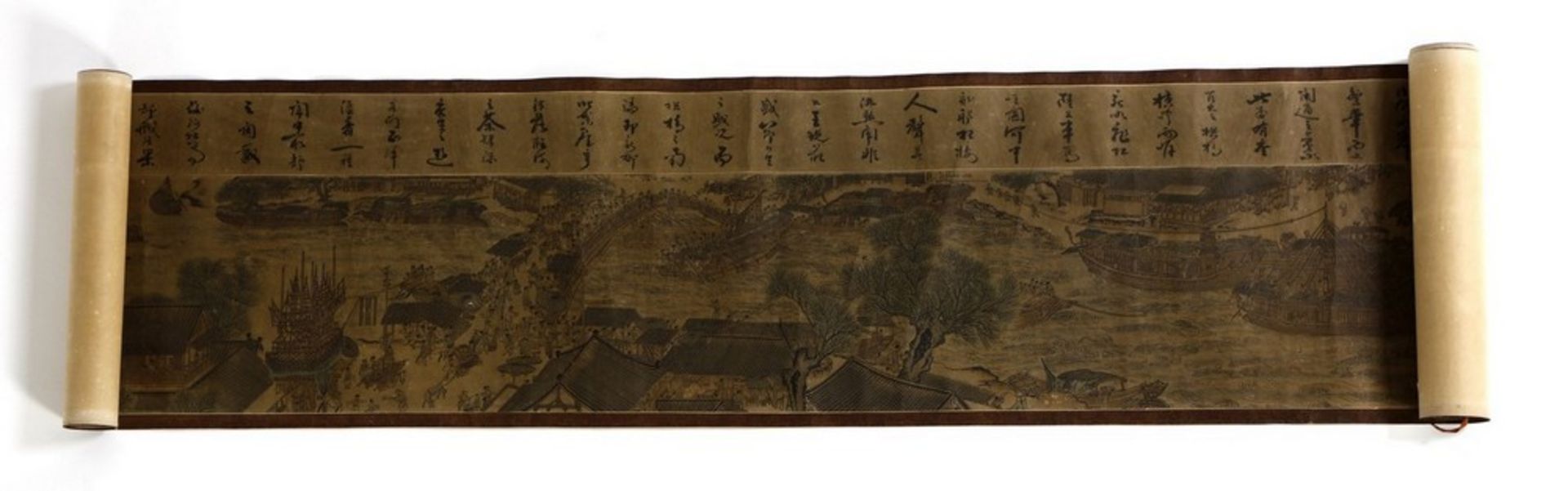 Arte Cinese A very long scroll on paper with a copy of Zhang Zeduan famous painting China, 20th cen - Image 5 of 11