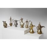 Arte Islamica A collection of seven metal engraved large coffee pots Central Asia, Iran and Kashmir