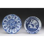 Arte Cinese Two blue and white porcelain dishes China, Qing dynasty, early 17th century .