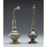 Arte Indiana Two silver embossed rose water sprinklers India, 19th century .