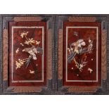 ARTE GIAPPONESE Two Shibayama style screens with mother of pearl and resin Japan, 20th century .