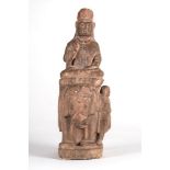 Arte Cinese An earthenware Tang style statue of a bodhisattva on a lion China, 19th century .