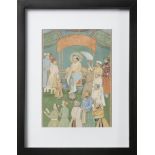 Arte Indiana A miniature painting depicting the Mughal emperor Shah Jahan over the globe India, 20t