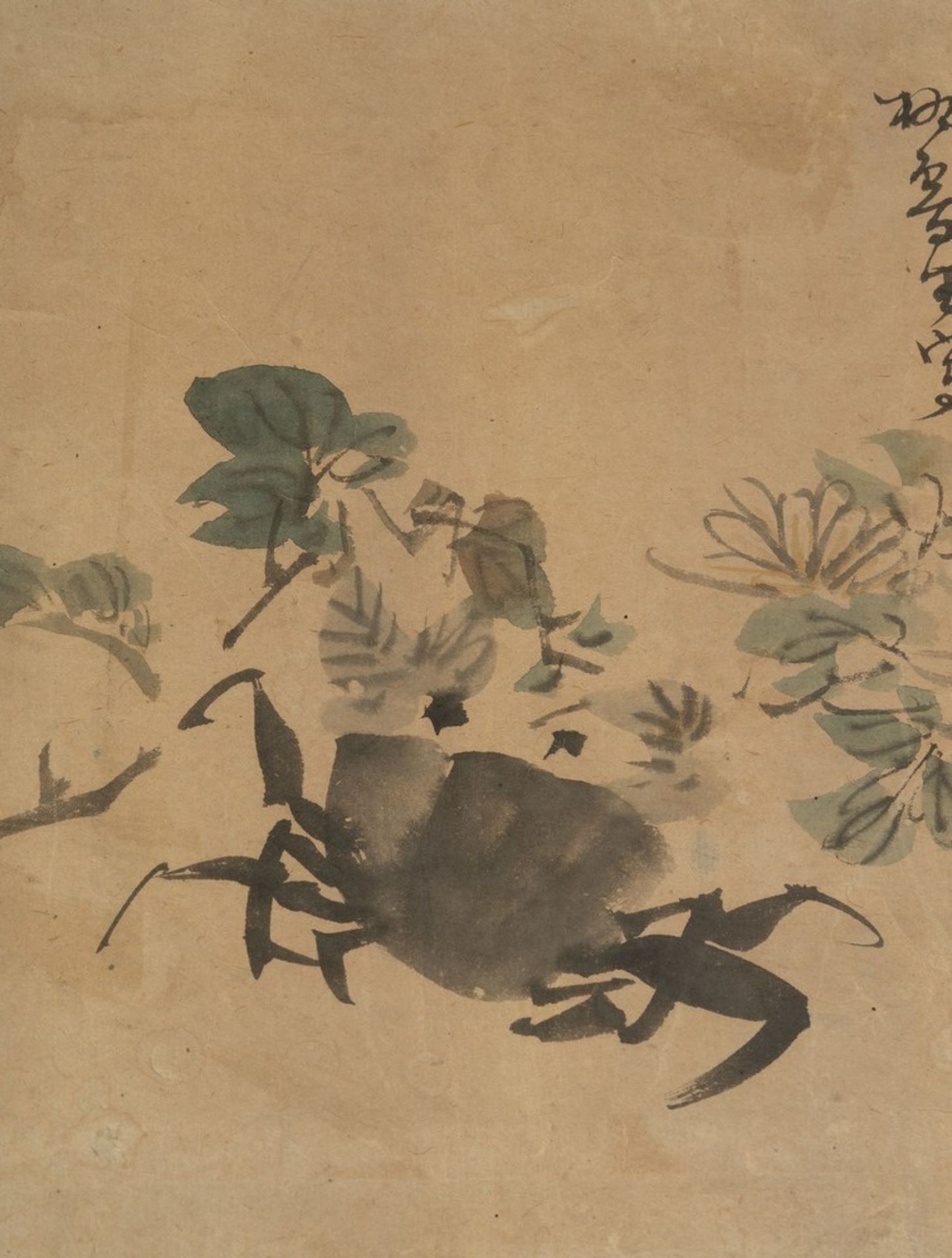 Arte Cinese Two paintings: one depicting a seated scholar, the other a crab China, 19th century . - Image 3 of 5