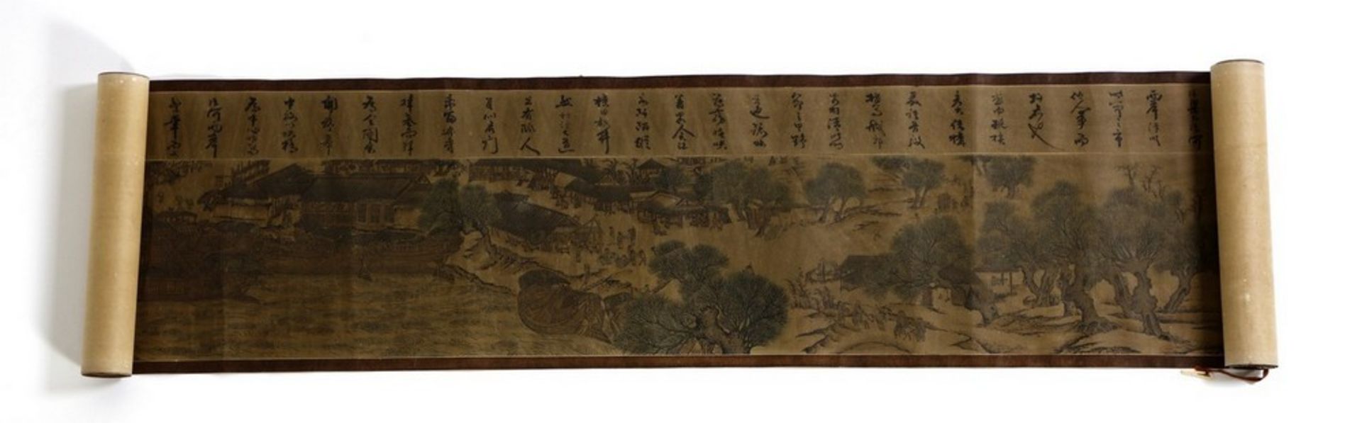 Arte Cinese A very long scroll on paper with a copy of Zhang Zeduan famous painting China, 20th cen - Image 4 of 11