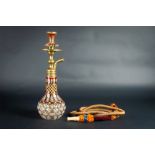 Arte Islamica A Bohemian glass water pipe with metal and tophane fittings Europe for the Turkish ma