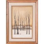 Ryonosuke Fukui Ryonosuke Fukui (1924-1986)Snowy landscape with bare trees Japan, mid 20th century O