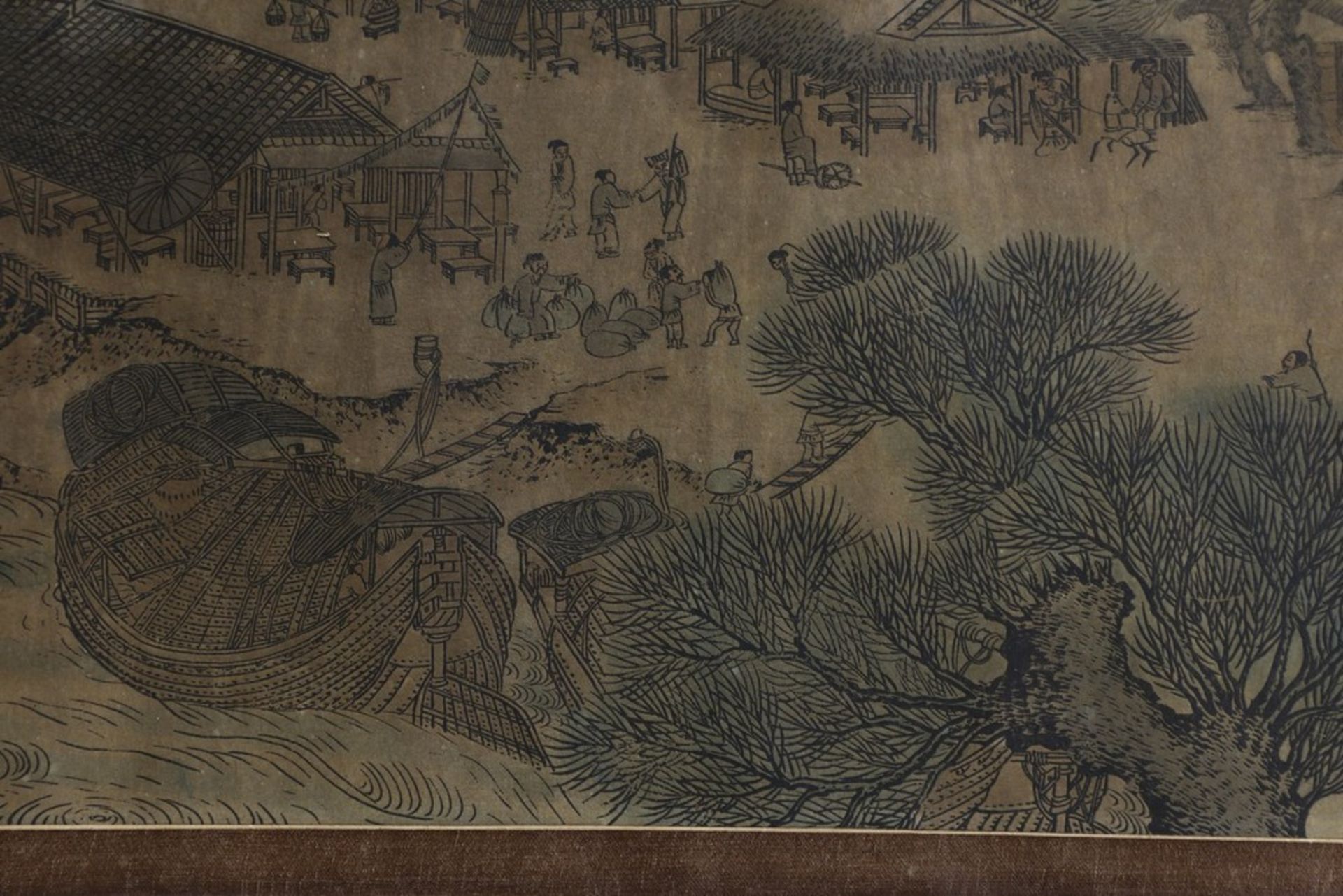 Arte Cinese A very long scroll on paper with a copy of Zhang Zeduan famous painting China, 20th cen - Image 9 of 11