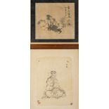 Arte Cinese Two paintings: one depicting a seated scholar, the other a crab China, 19th century .