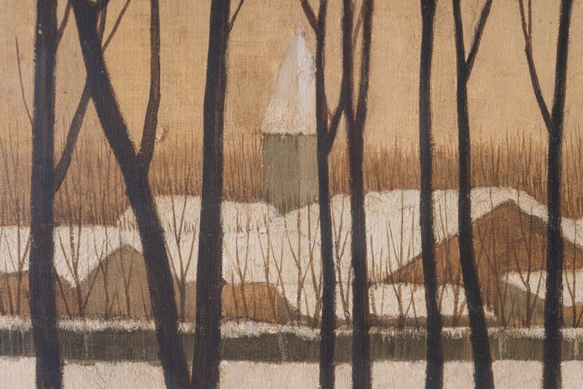 Ryonosuke Fukui Ryonosuke Fukui (1924-1986)Snowy landscape with bare trees Japan, mid 20th century O - Image 4 of 4