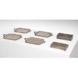 Arte Islamica A group of four silver trays and two boxes Iran, 19th-20th century .