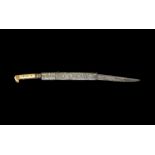 Arte Islamica An Ottoman Yataghan with bone handle and gilded decorated bladePossibly Turkey, 19th