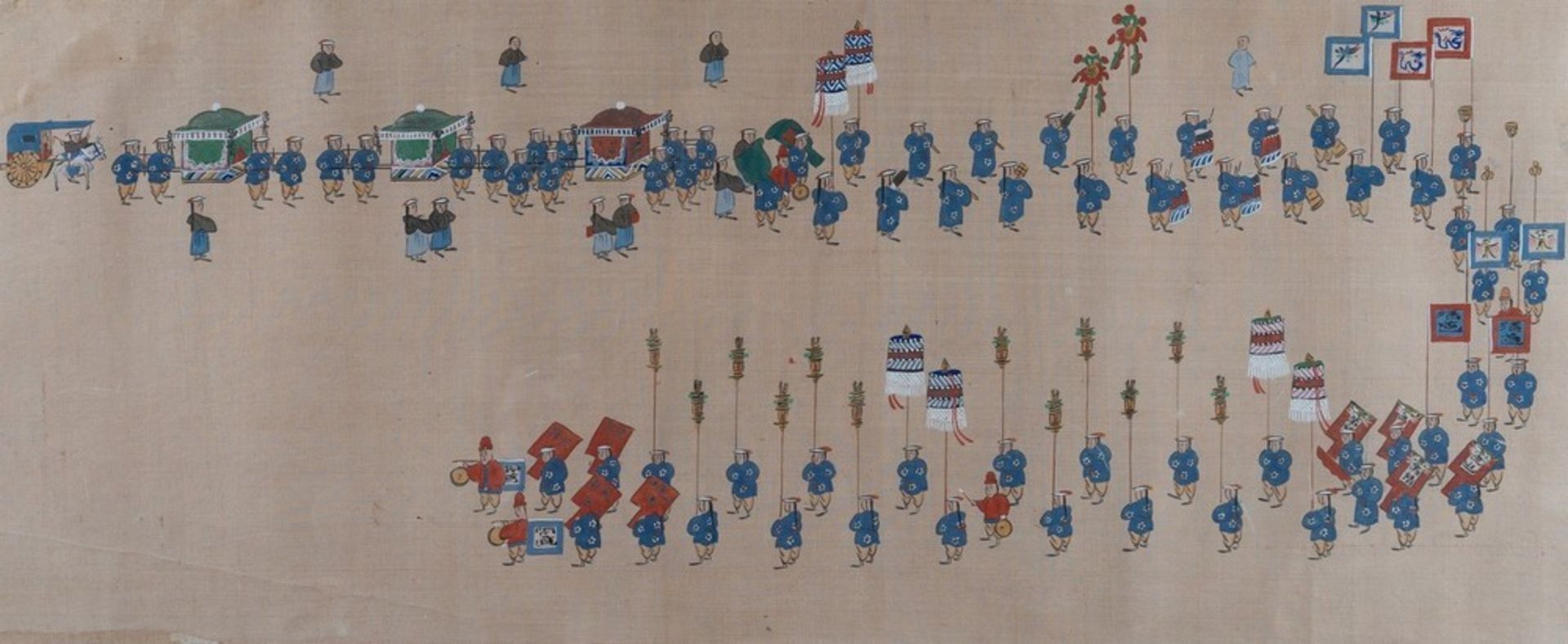 . A pair of paintings on silk depicting royal parades Korea, 19th century . - Image 4 of 6