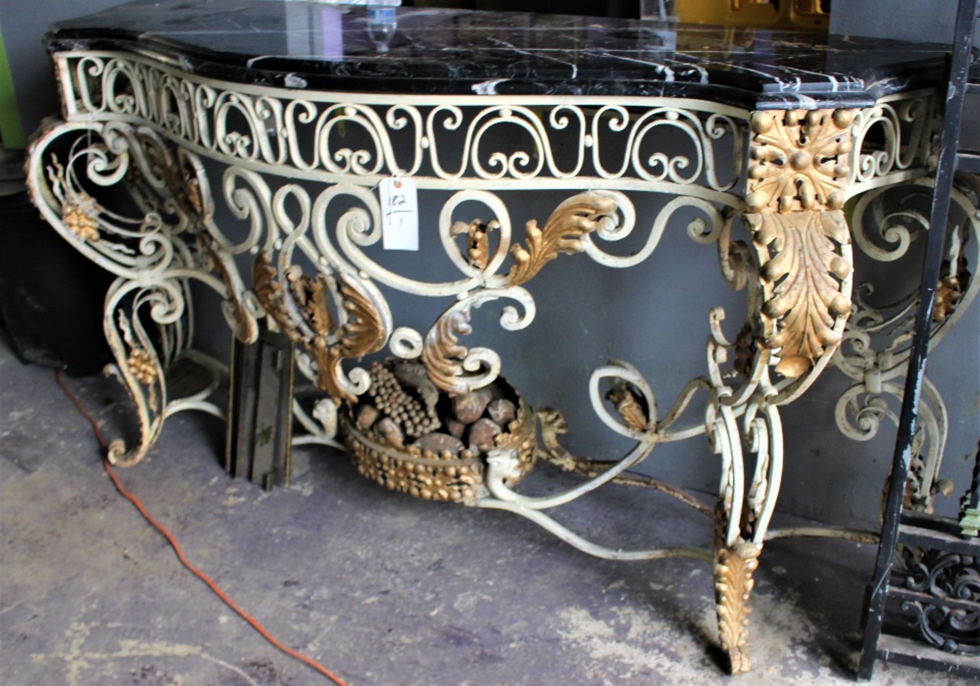 IRON BASE MARBLE TOP CONSOLE 86