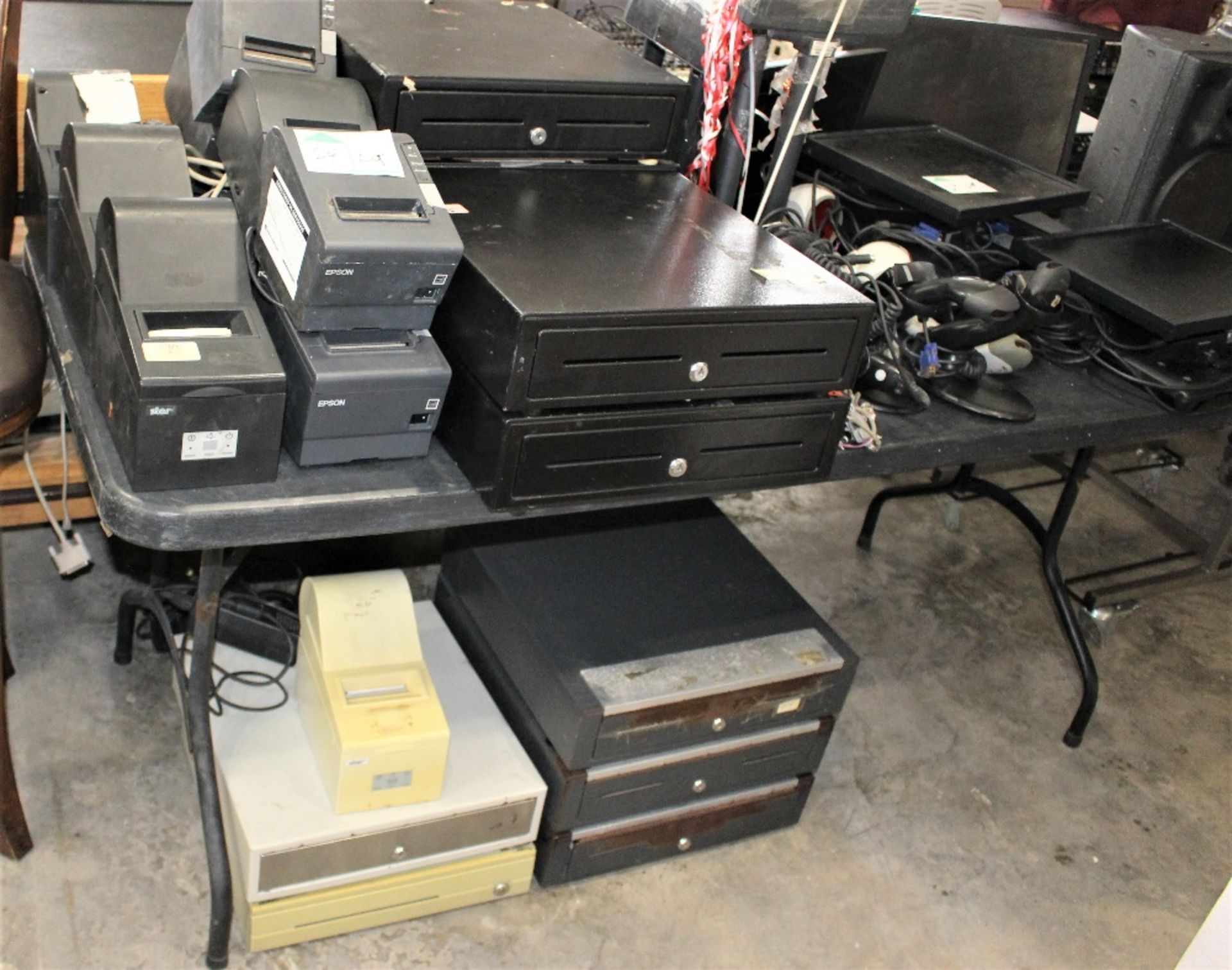 LOT CASH REGISTER, PRINTER, SCANNERS, SCREENS, ETC