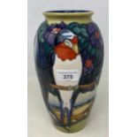 A Moorcroft pottery bird vase, of ovoid form, limited edition, 23/500, 15 cm high