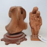 A Barbara Tribe earthenware group, Adam & Eve, incised and dated 1970 (?), 24 cm high, and a Barbara