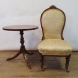 A 19th century mahogany nursing chair, and a wine table (2)