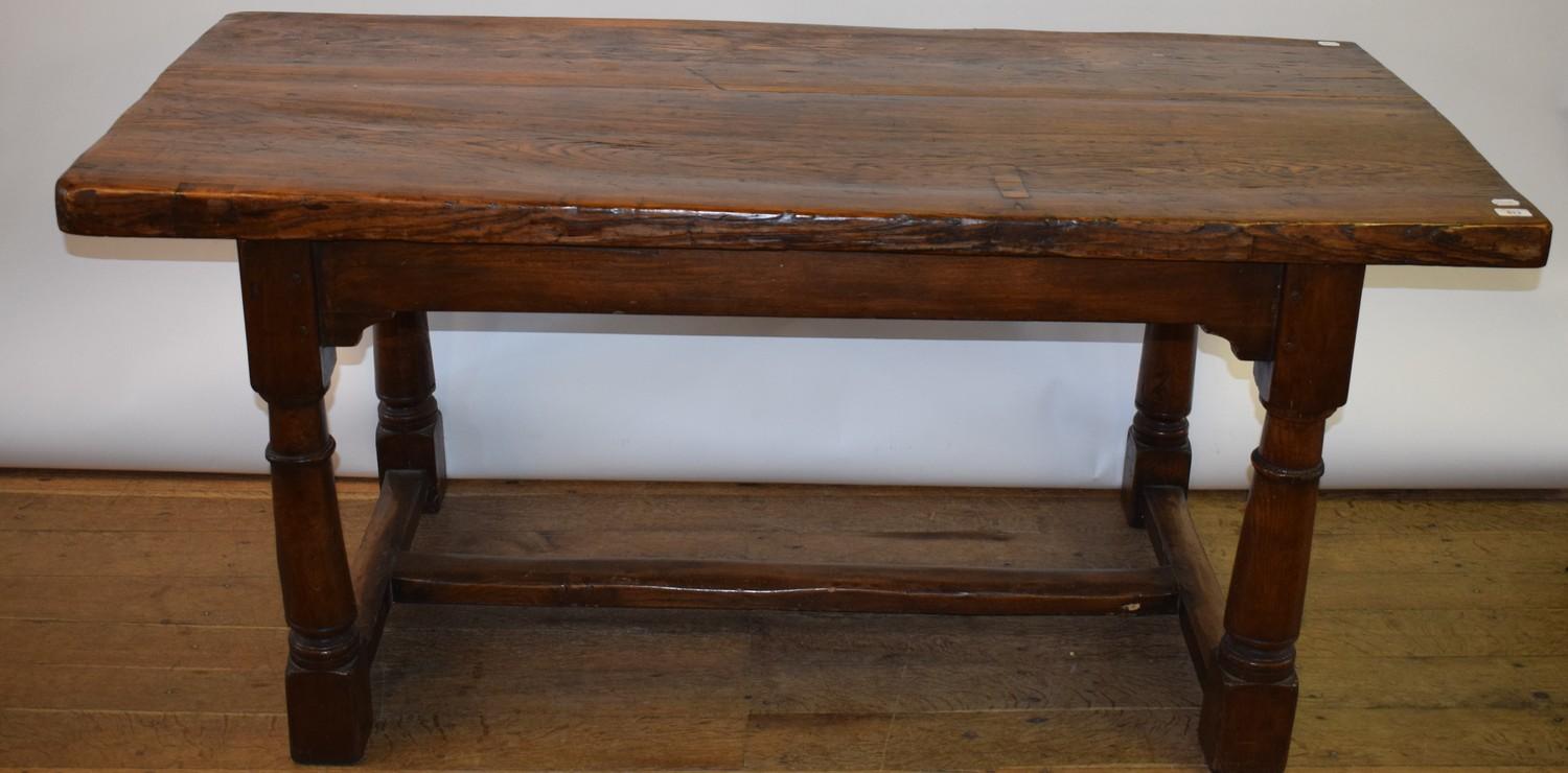 An oak refectory style table, on turned legs, 78 x 160 cm