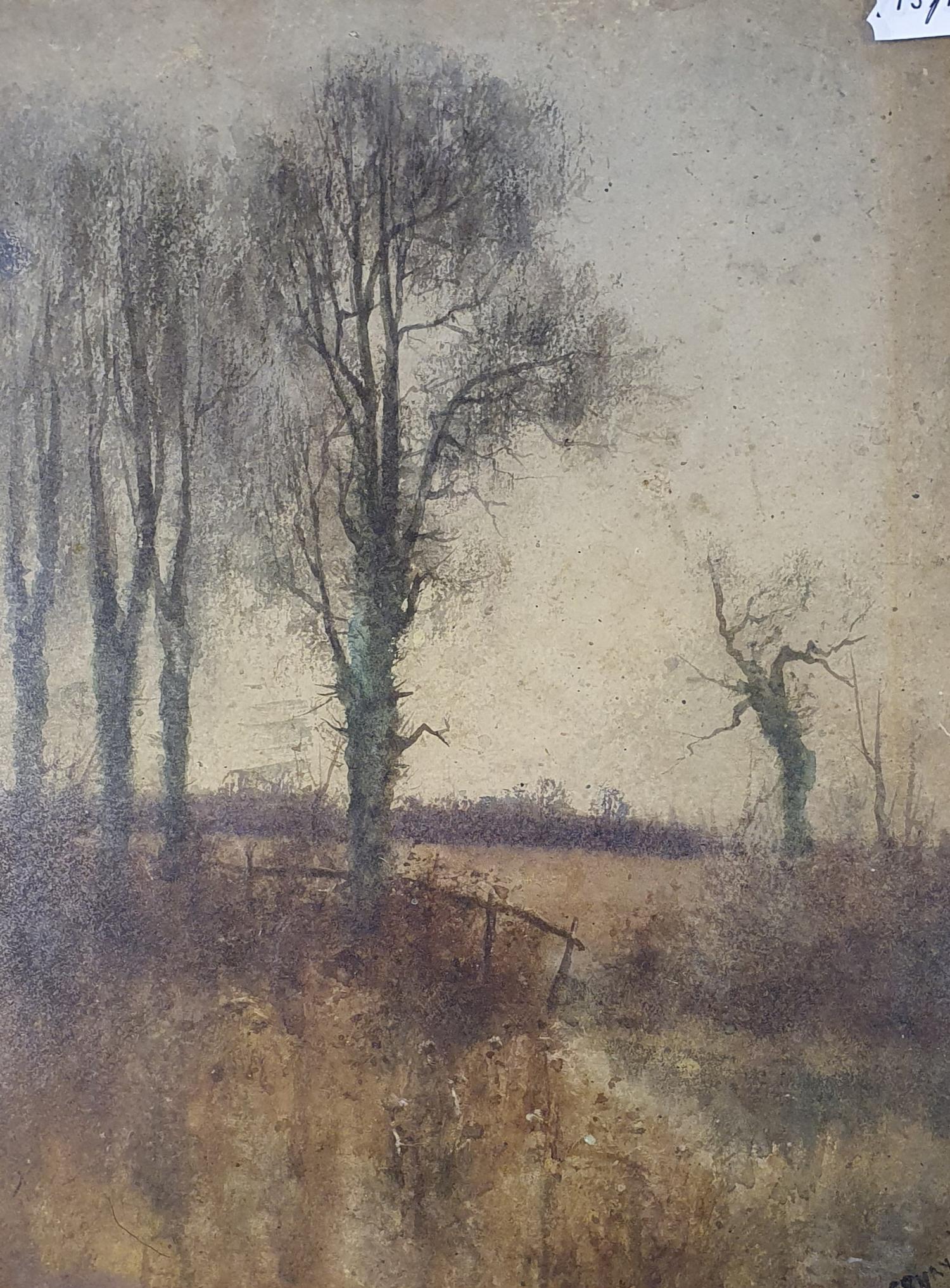 Wilworth Pilsbury, a landscape with trees, watercolour, 23 x 43 cm