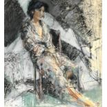 Erica McDonald (1928), Women in Dressing Gown, pastel, monogramed dated 1982, 46 x 42 cm