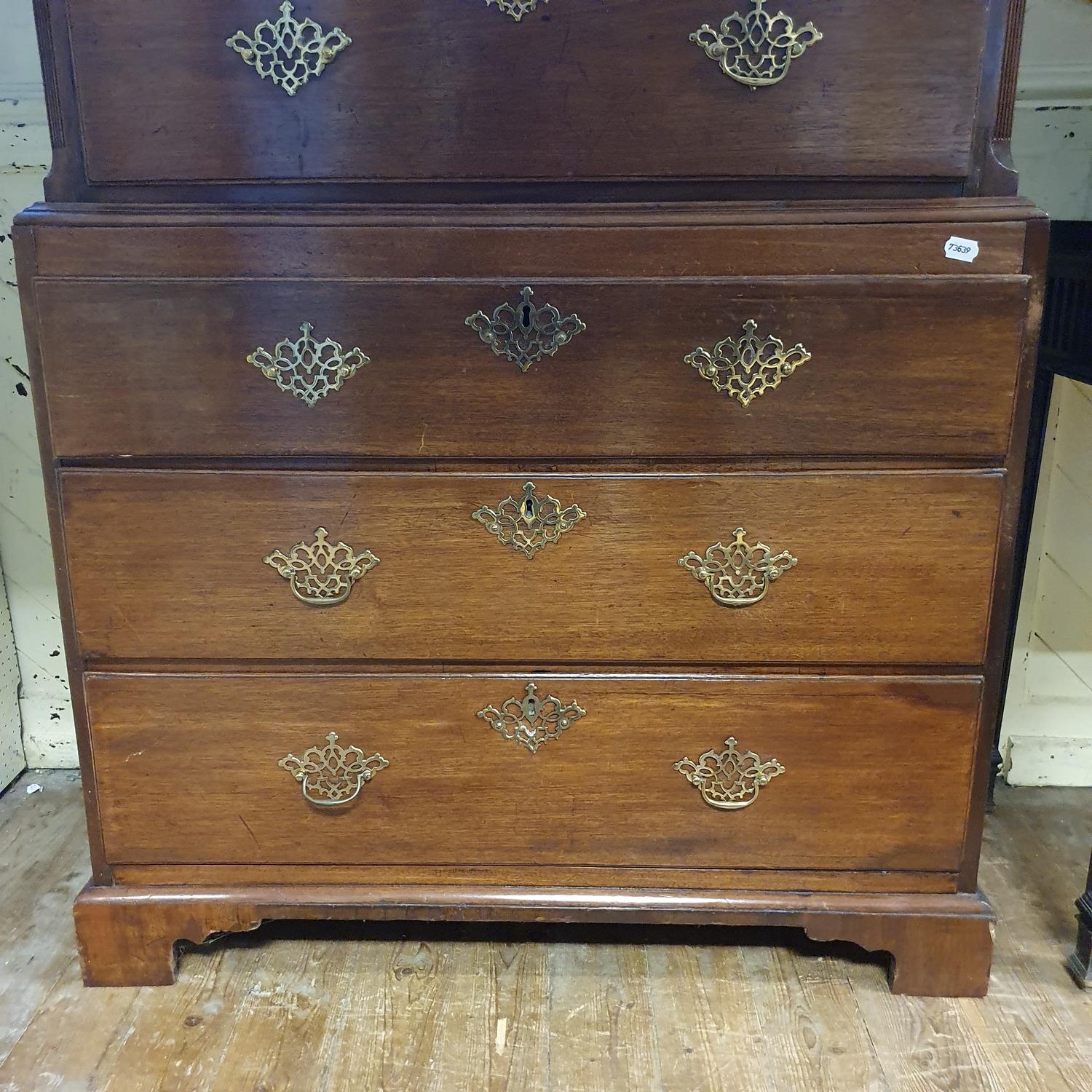 A 19th century mahogany chest on chest, the top with three short and three long drawers, above three - Image 6 of 7