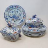 A Mason's Ironstone part service, comprising two rectangular tureens, 26 cm wide, four vegetable