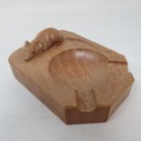 A Robert (Mouseman) Thompson of Kilburn carved oak ashtray, 8 cm wide