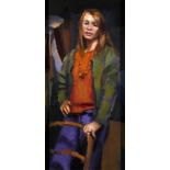 Robert Oscar Lenkiewicz (1941-2002), portrait of Elaine Armstrong, oil on canvas, 48 x 23 cm