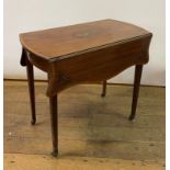 A 19th century inlaid mahogany Pembroke table, having a frieze drawer, on square tapering legs, 77