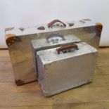 An aluminium suitcase box, 67 cm wide, and another, 36 cm wide