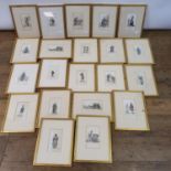 A set of eighteen Victorian coloured prints, positions within society, and a pair of coaching prints