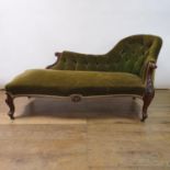 A 19th century mahogany button back chaise longue, 170 cm wide