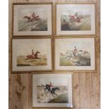 A set of five 19th century hunting prints, 22 x 28 cm (5)