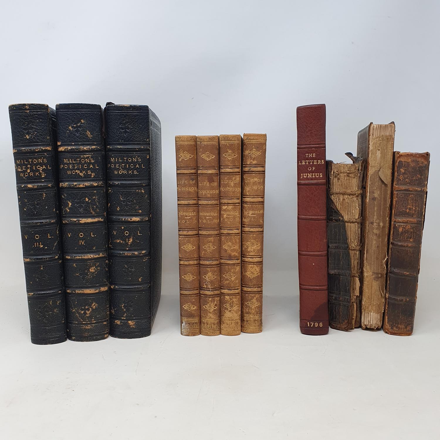 Boswell (James) The Life of Samuel Johnson, 4 vols, half calf: Letters of Junius, 1796, calf, modern