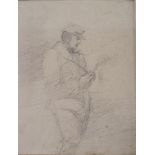 English school, 19th century, portrait of a man, pencil, 13 x 10 cm, a landscape, pencil, 7 x 6